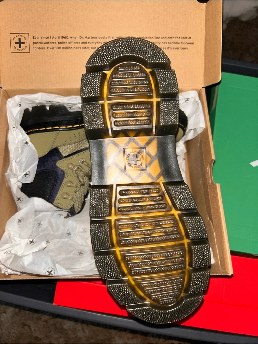 Dr. Martens Olive Green and Navy Combat Boots